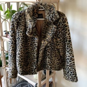 Cheetah print fur jacket